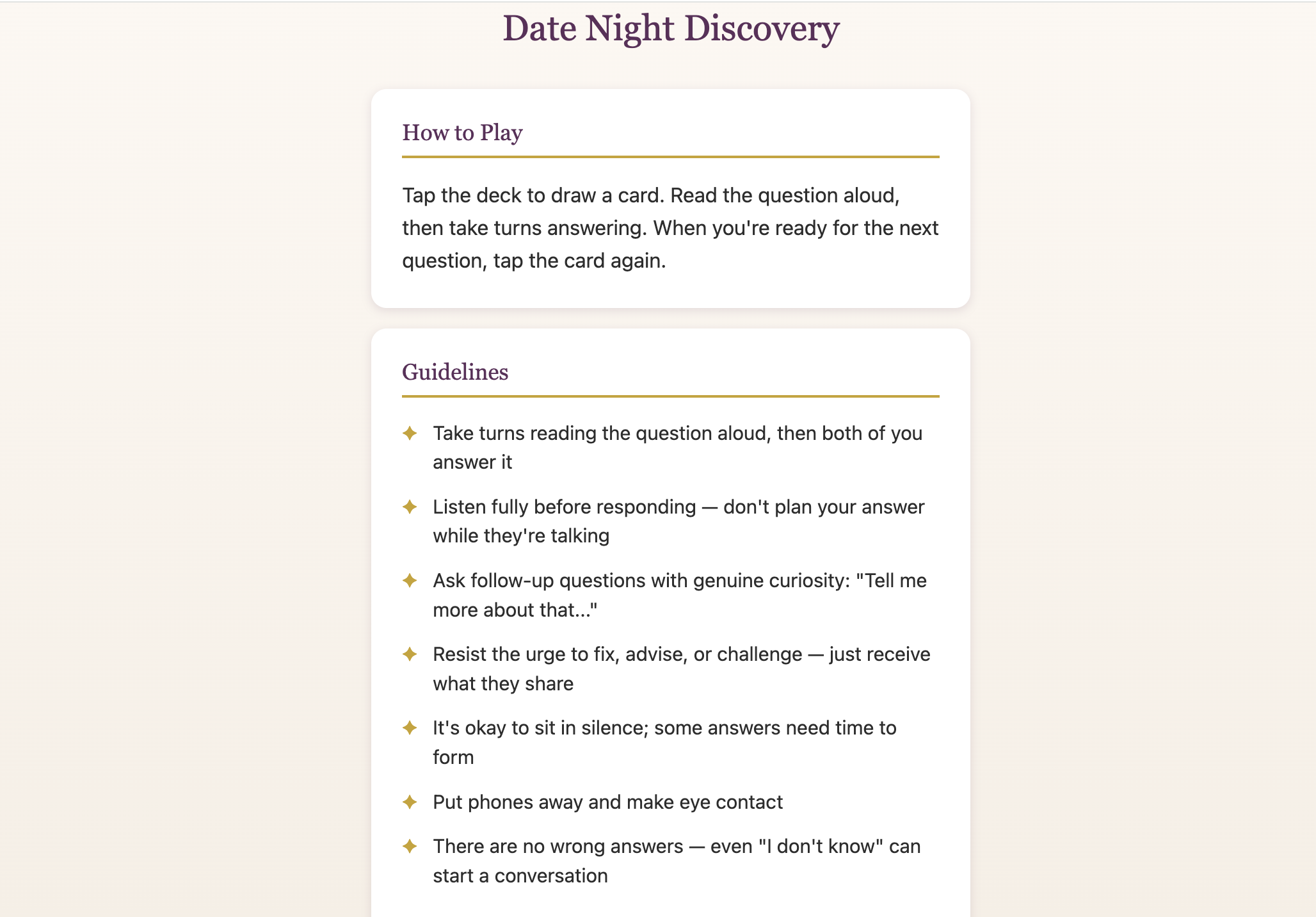 Connection Card features page