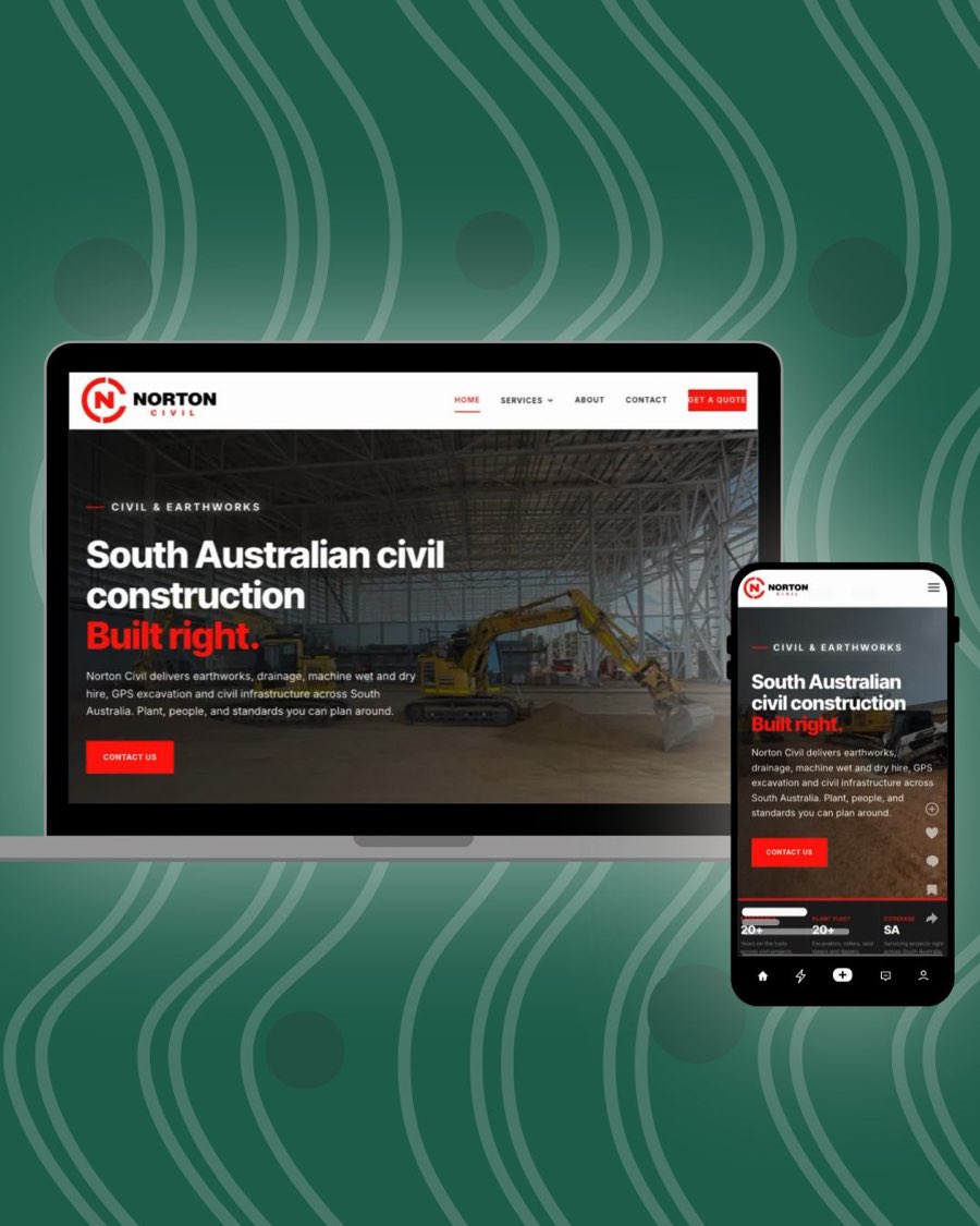 Norton Civil civil earthworks website, built by Wild Ventus