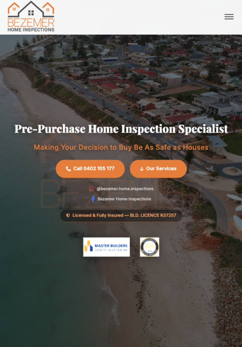 Bezemer Home Inspections tablet view