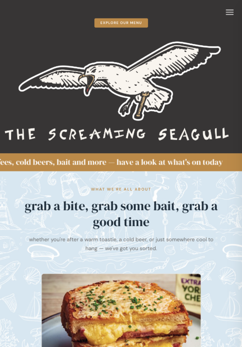 The Screaming Seagull tablet view